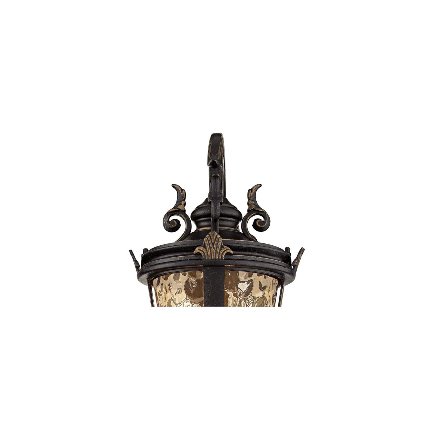 John Timberland Casa Marseille Vintage Rustic Outdoor Wall Light Fixture Bronze Scroll 21 1/2" Hammered Glass for Post Exterior Barn Deck House Porch