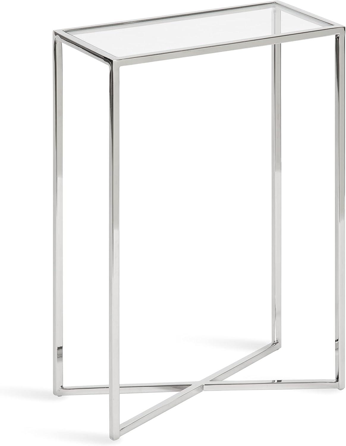 Kate and Laurel Jaspur Rectangle Metal Side Table, 16x8x24, Silver