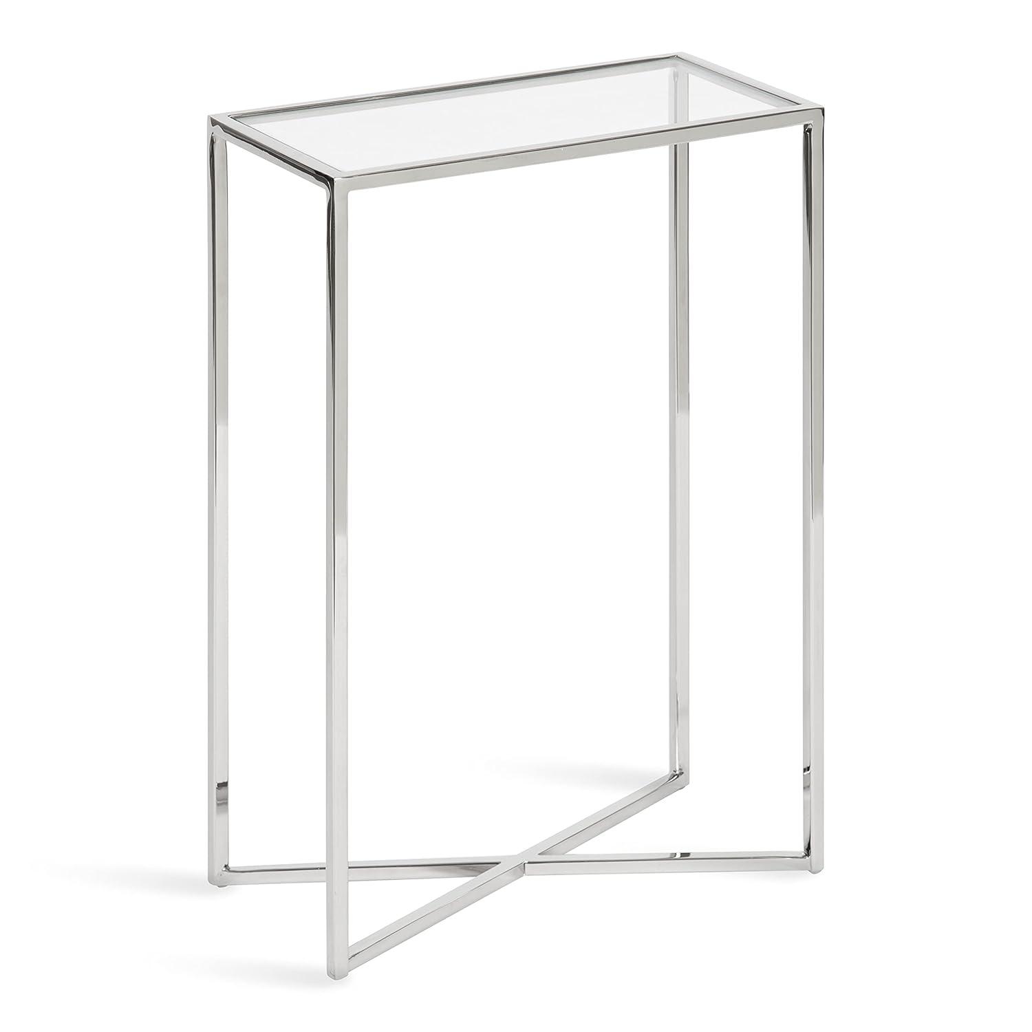 Kate and Laurel Jaspur Rectangle Metal Side Table, 16x8x24, Silver
