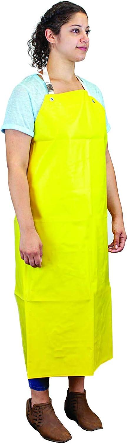 Safe Handler, Heavy Duty Nitrile Industrial Bib Apron, Chemical and Oil Resistant, Yellow