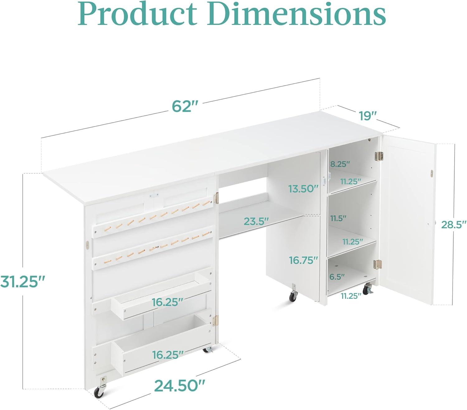 Best Choice Products Large Portable Multipurpose Folding Sewing Table w/ Magnetic Doors, Craft Storage