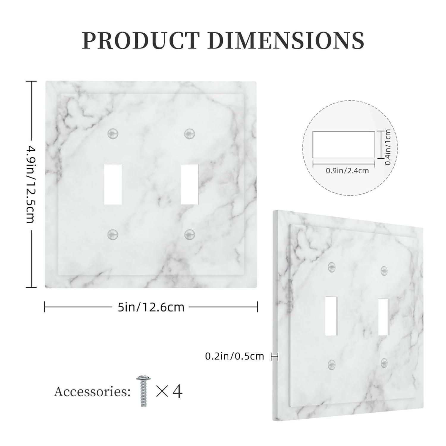 Graphics Wallplates - White Grey Marble Background Print - Double Toggle Wall Plate Cover