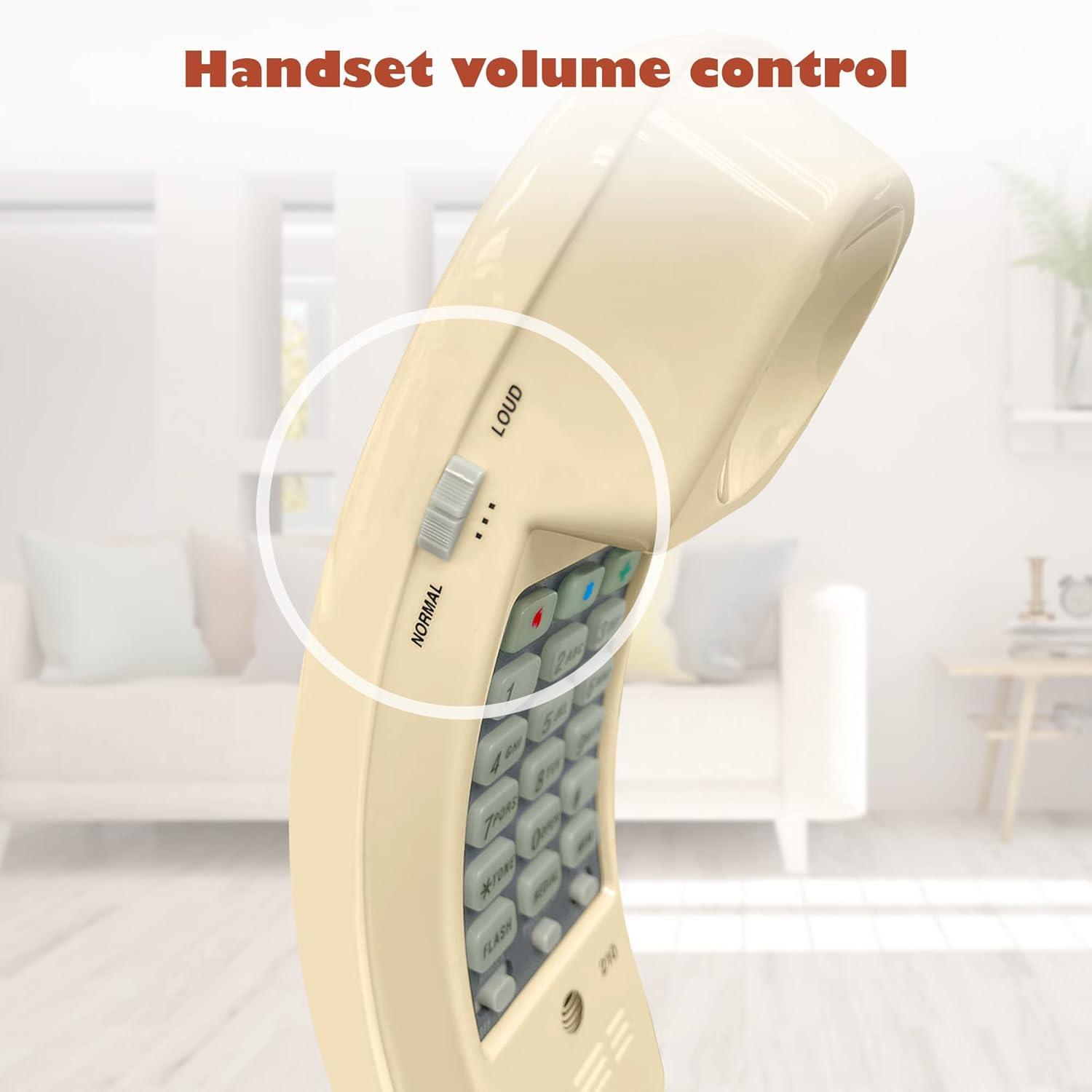 Beige Analog Corded Home Phone with Lighted Keypad