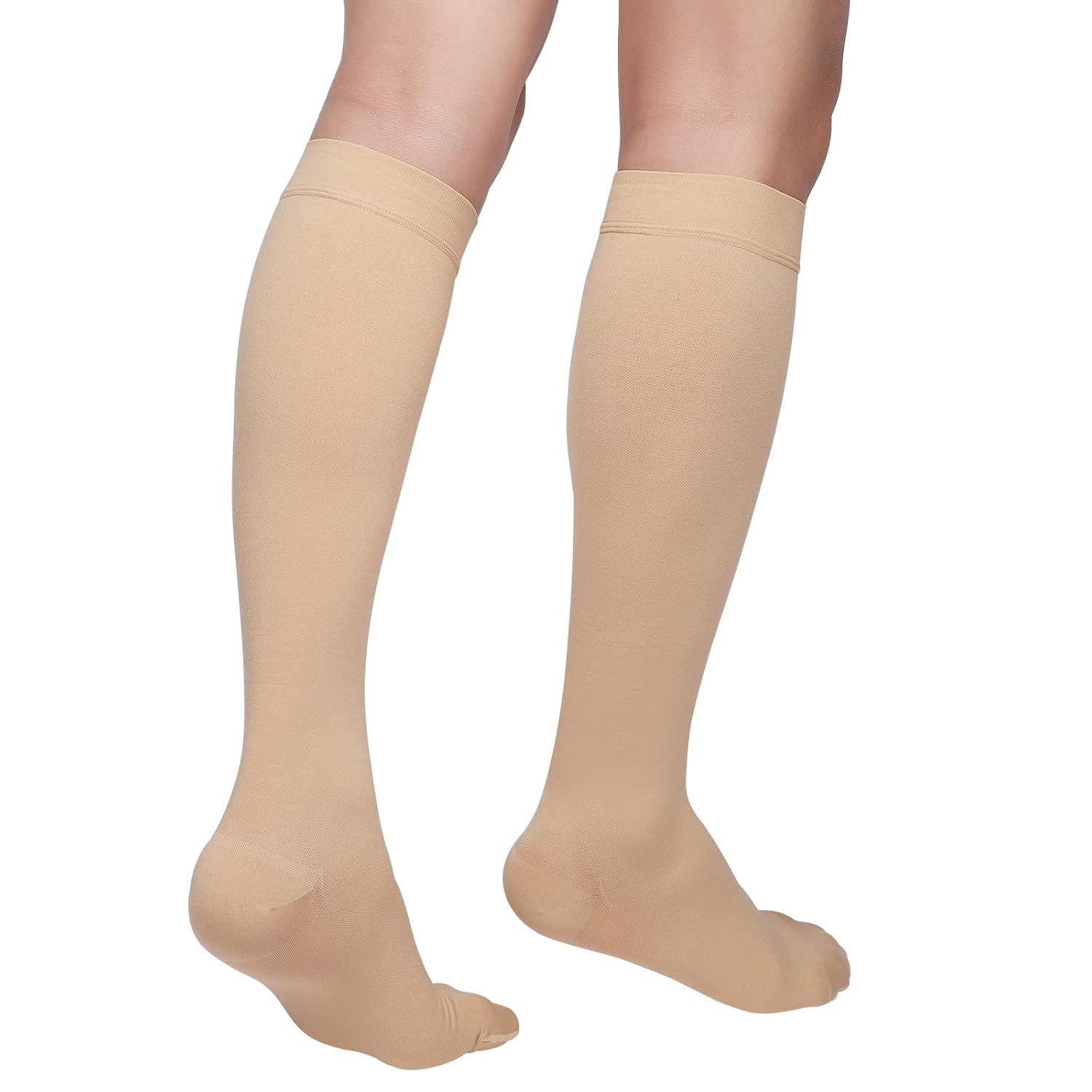 Truform Stockings, Knee High, Closed Toe: 20-30 mmHg, Beige, Medium