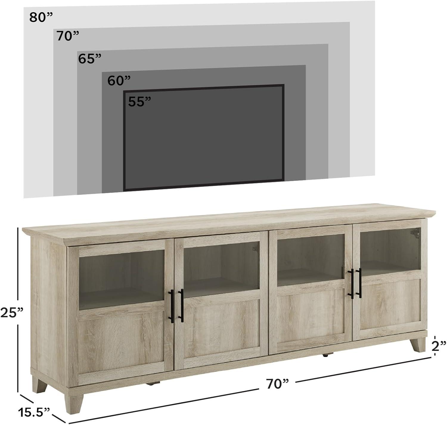 Walker Edison Farmhouse 4 Door TV Stand for TVs Up to 78", White Oak