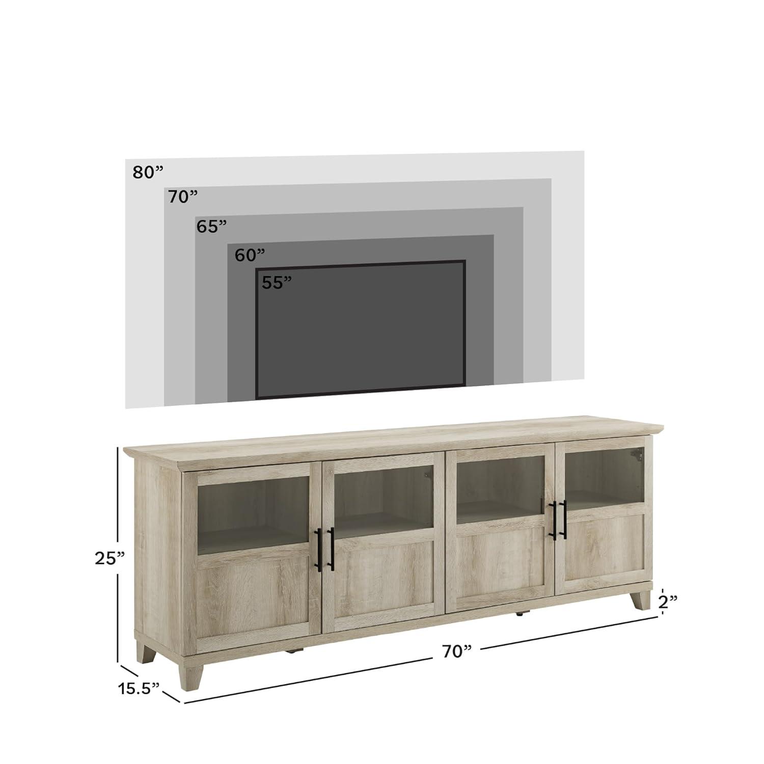 Walker Edison Farmhouse 4 Door TV Stand for TVs Up to 78", White Oak