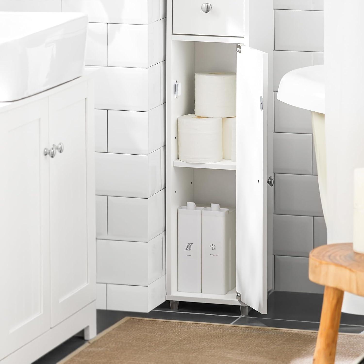 White Tall MDF Cabinet with Adjustable Shelving