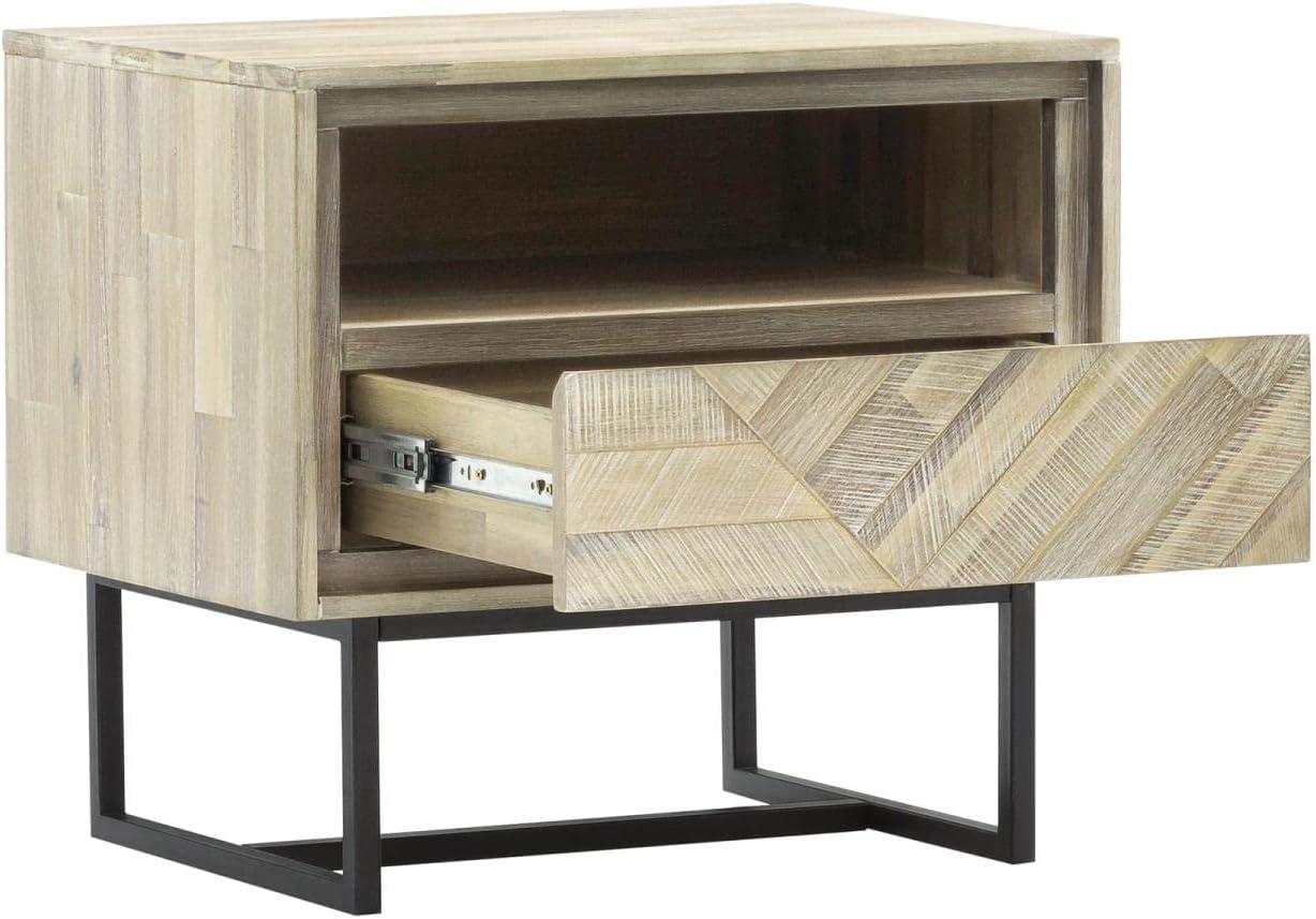 Armen Living Peridot 1-Drawer Modern Wood Night Stand in Natural