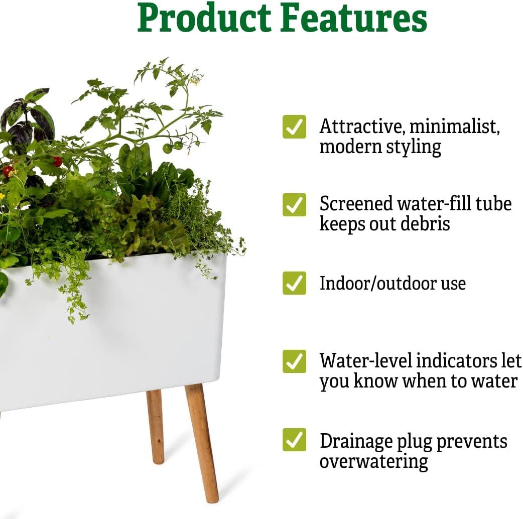 Ava Self-Watering Rectangular Planter - white