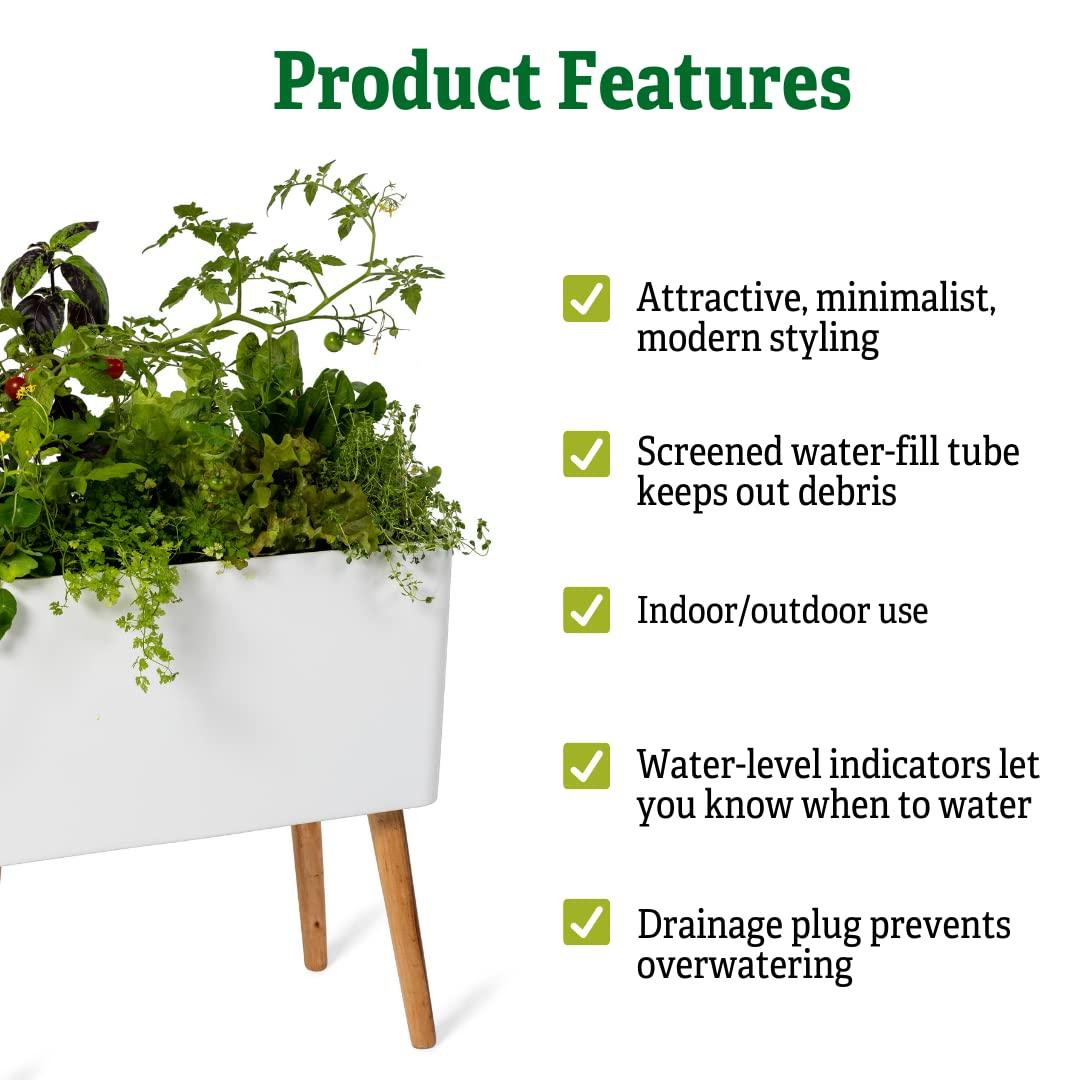 Ava Self-Watering Rectangular Planter - white