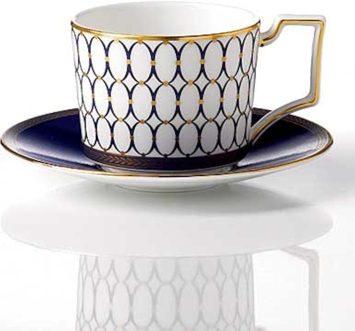 Blue and Gold Fine Bone China Teacup and Saucer Set