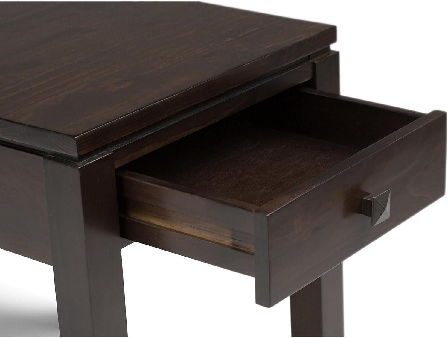 Simpli Home Cosmopolitan 18"W Solid Wood Contemporary Square End Table with Drawer