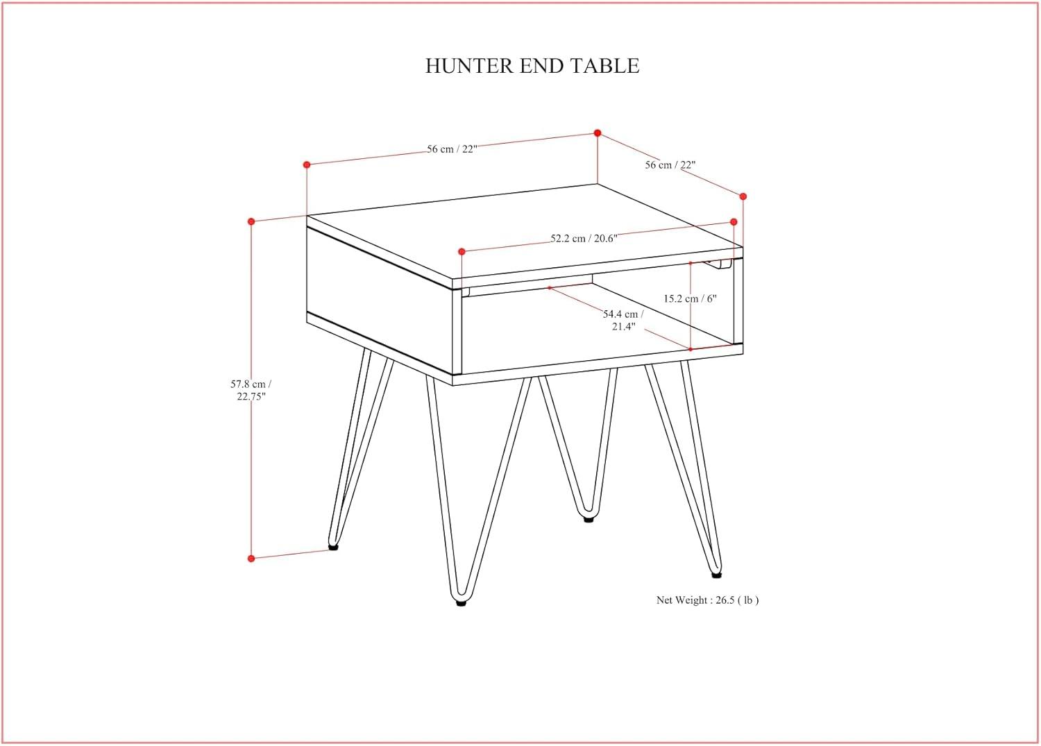 Hunter Solid Wood Top End Table