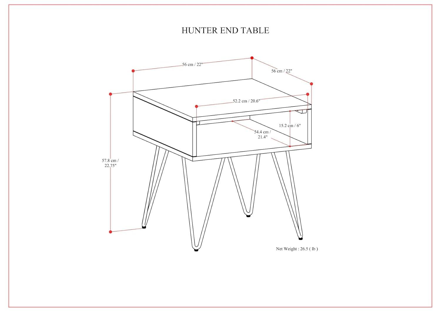 Hunter Solid Wood Top End Table