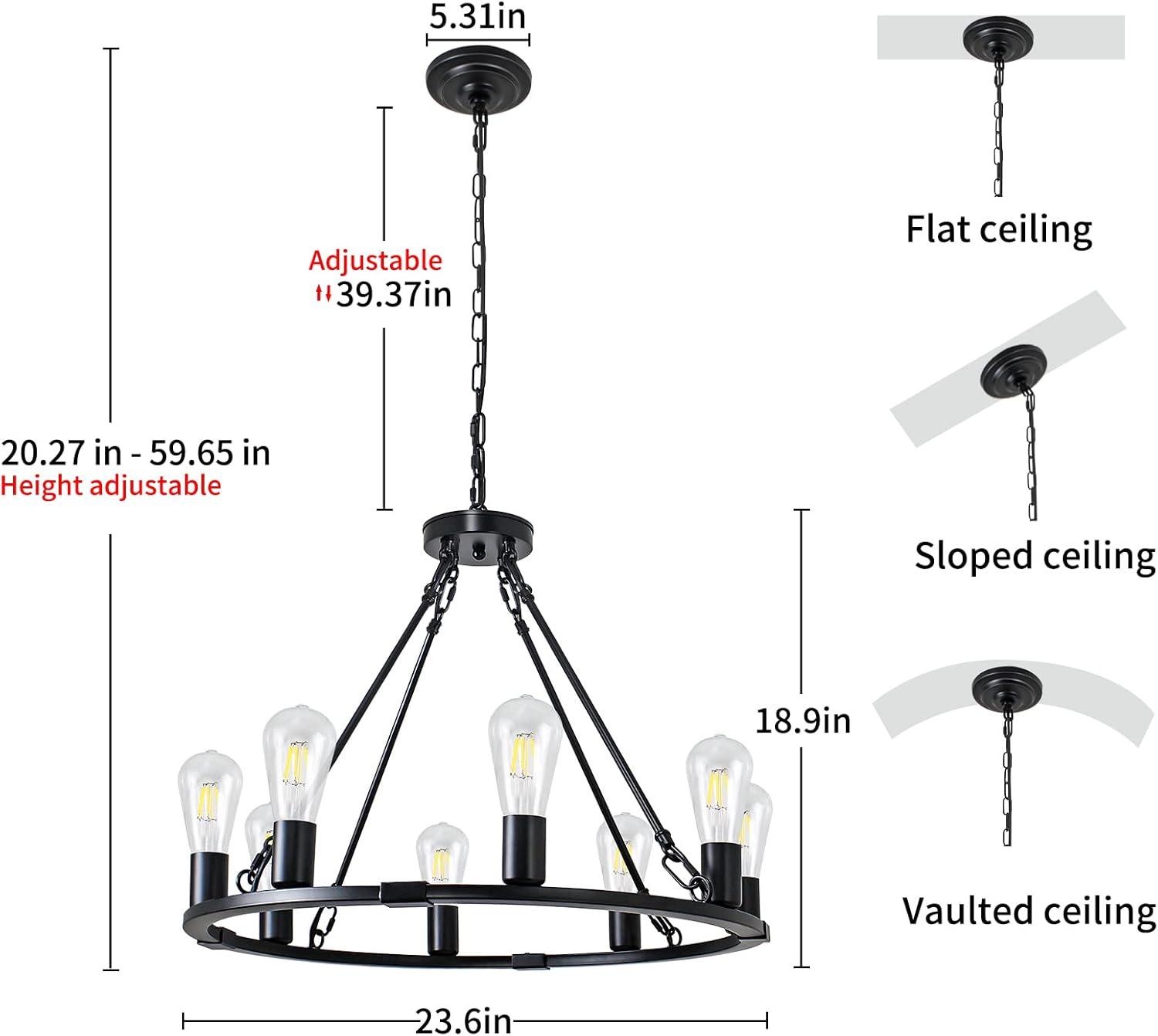 Myriane 8 - Light Wagon Wheel Chandelier for Farmhouse