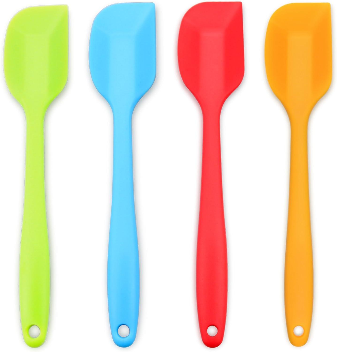 Silicone Spatula 4-piece Set, Heat-Resistant Spatulas, Non-stick Rubber Spatulas with Stainless Steel Core