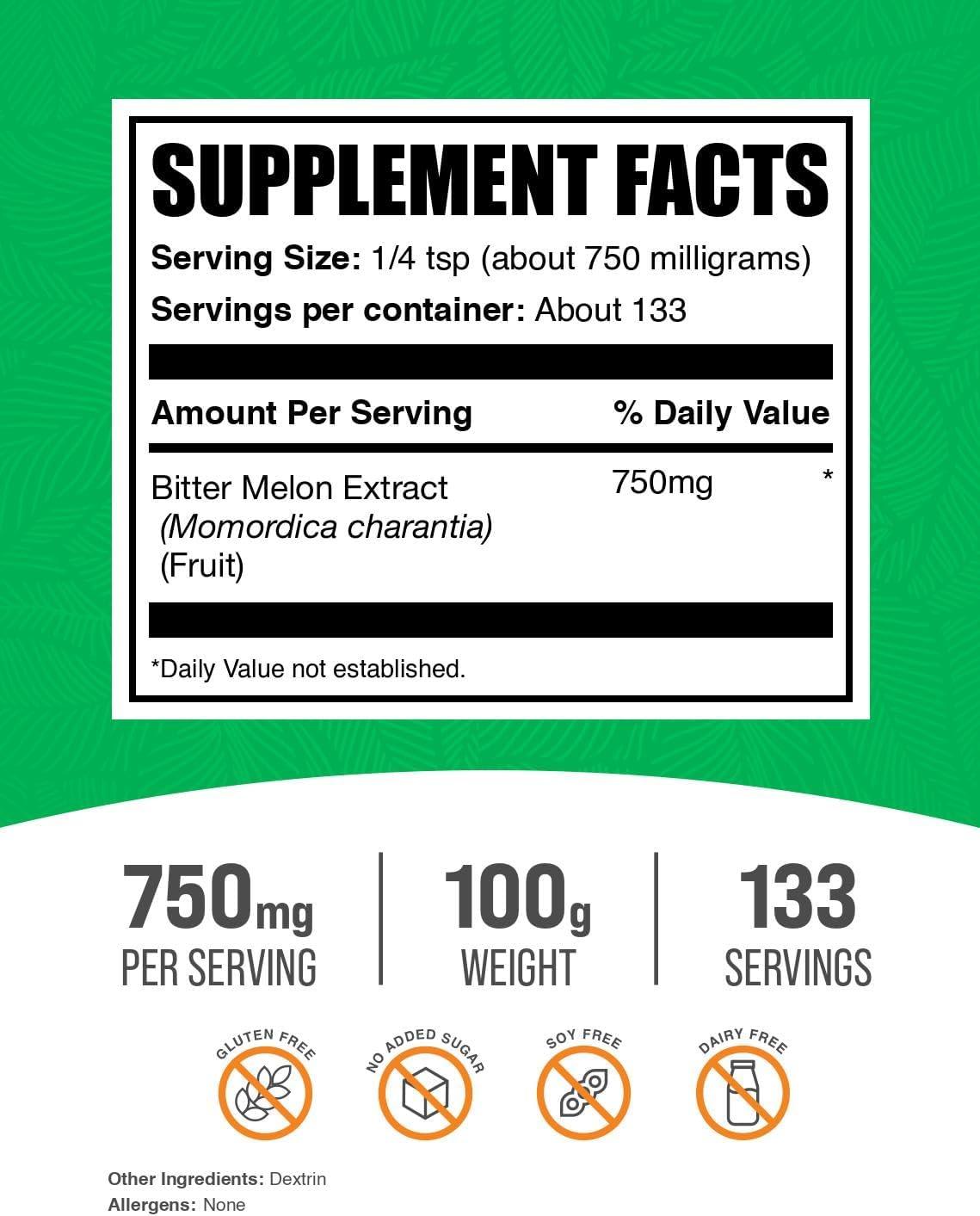 BulkSupplements® Bitter Melon Extract Powder - 750mg per Serving - 100 Grams (3.5 oz) - 133 Servings