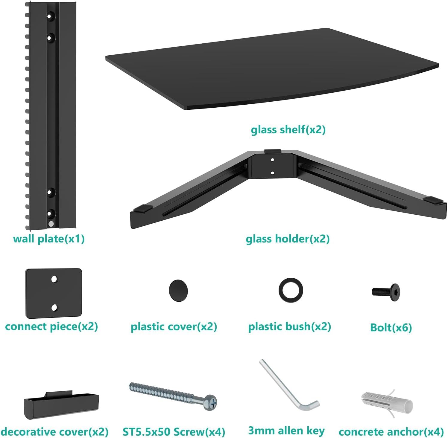 Black Glossy Wall-Mounted Floating Entertainment Center Shelf