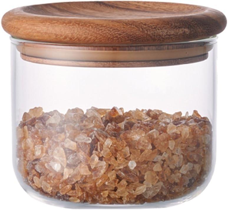 Small Clear Glass Canister with Acacia Lid