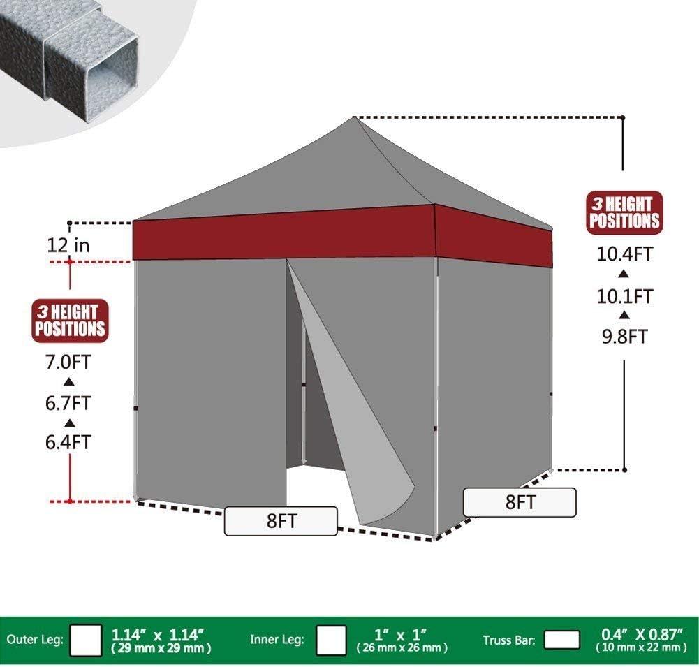 Eurmax USA 8'x8' Pop-up Canopy Tent Commercial Instant Canopies with 4 Removable Zipper End Side Walls and Roller Bag, Bonus 4 SandBags(Blue)