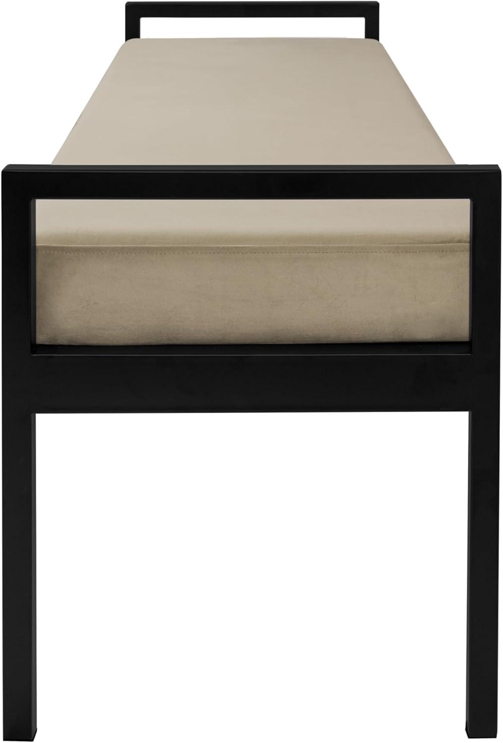 HomePop Modern Metal & Velvet Bench, 49.5"W x 17.25"D x 19"H, gray/Black