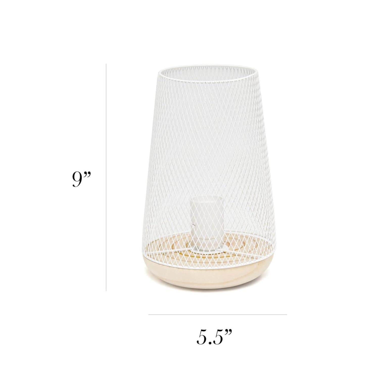 Simple Designs Wired Mesh Uplight Table Lamp White: Modern Cylinder Shade, ETL Listed, No Assembly Required
