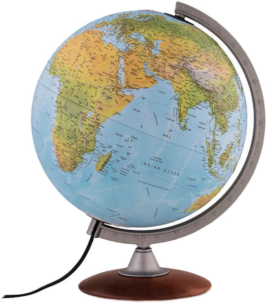 Tactile Blue Ocean Physical Relief Globe - Waypoint Geographic: 12" Diameter, Political Boundaries, Major Cities, Plastic