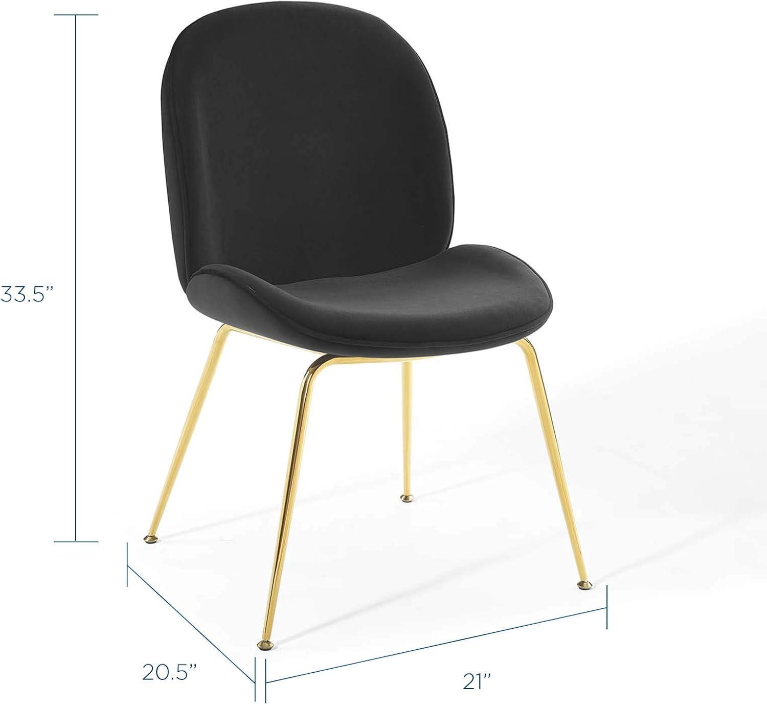 Scoop Gold Stainless Steel Leg Performance Velvet Dining ChairBlack