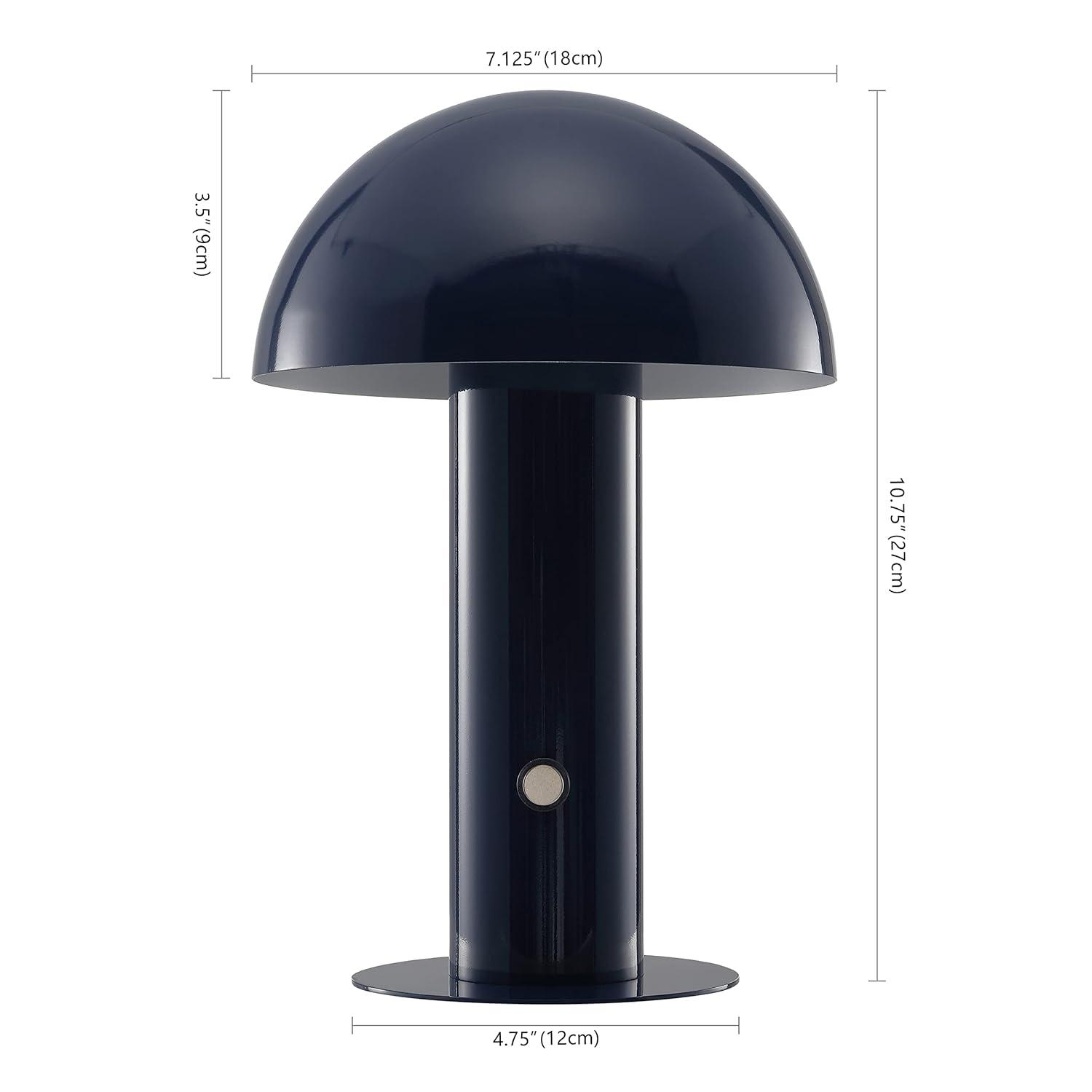 JONATHAN Y JYL7115E Boletus 10.75" Contemporary Bohemian Rechargeable/Cordless Iron Integrated Portable LED Mushroom Table Lamp, Modern, Coastal for living room, dinning room, bedroom, Navy