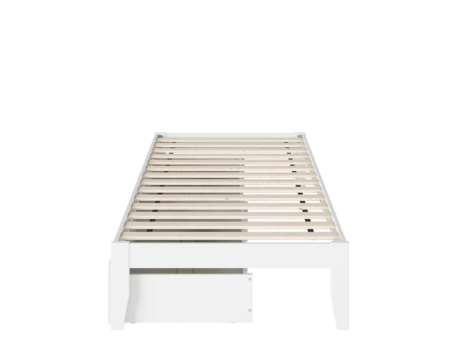 Twin Colorado Bed with USB Turbo Charger & 2 XL Drawers White - AFI: No Box Spring Required, Mid-Century Modern