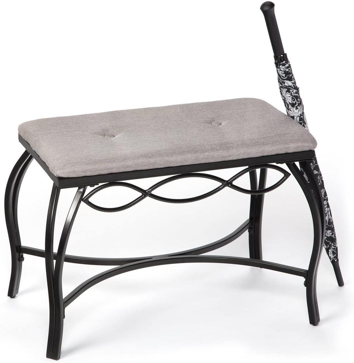 Mango Steam Vanity Seat for Makeup Room, Dressing Stool, Entryway Bench - Gray Shoe Bench