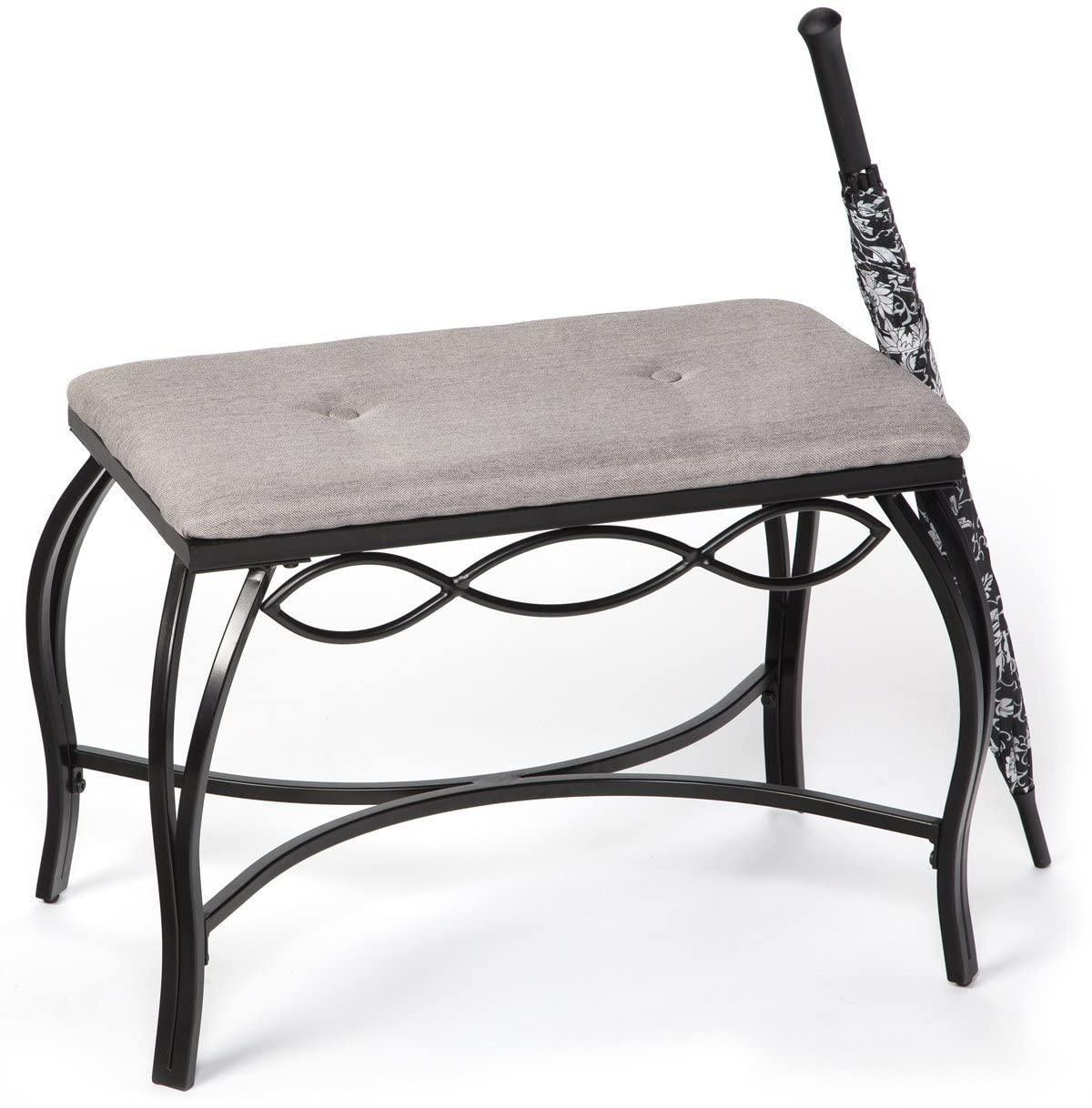 Mango Steam Vanity Seat for Makeup Room, Dressing Stool, Entryway Bench - Gray Shoe Bench