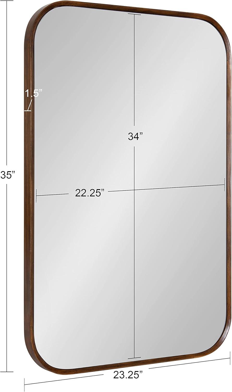 Nordlund Modern Walnut Brown Wood Framed Wall Mirror, 23x35