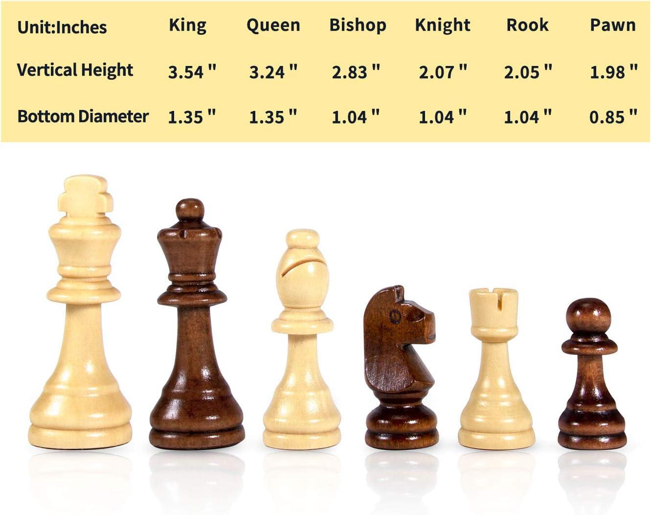 AMEROUS Wooden Chess Pieces Only, Tournament Staunton Wood Chessmen with 3.5 inches King, Chess Game Pawns for Chess Board Game, Replacement of Missing Pieces (2 Storage Bag Included)