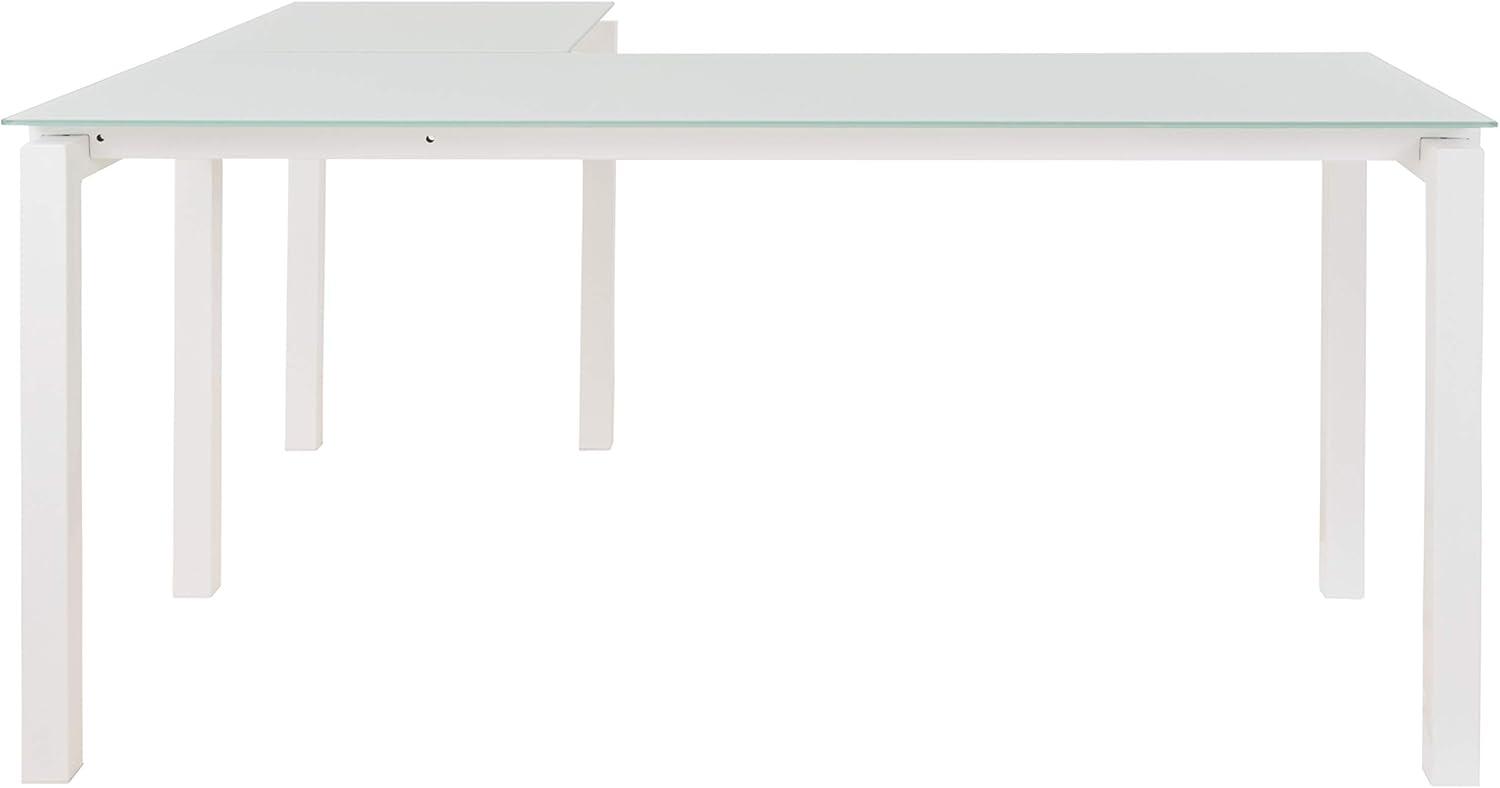 Kingfisher Lane Modern Glass/Metal L Shaped Computer Desk in White