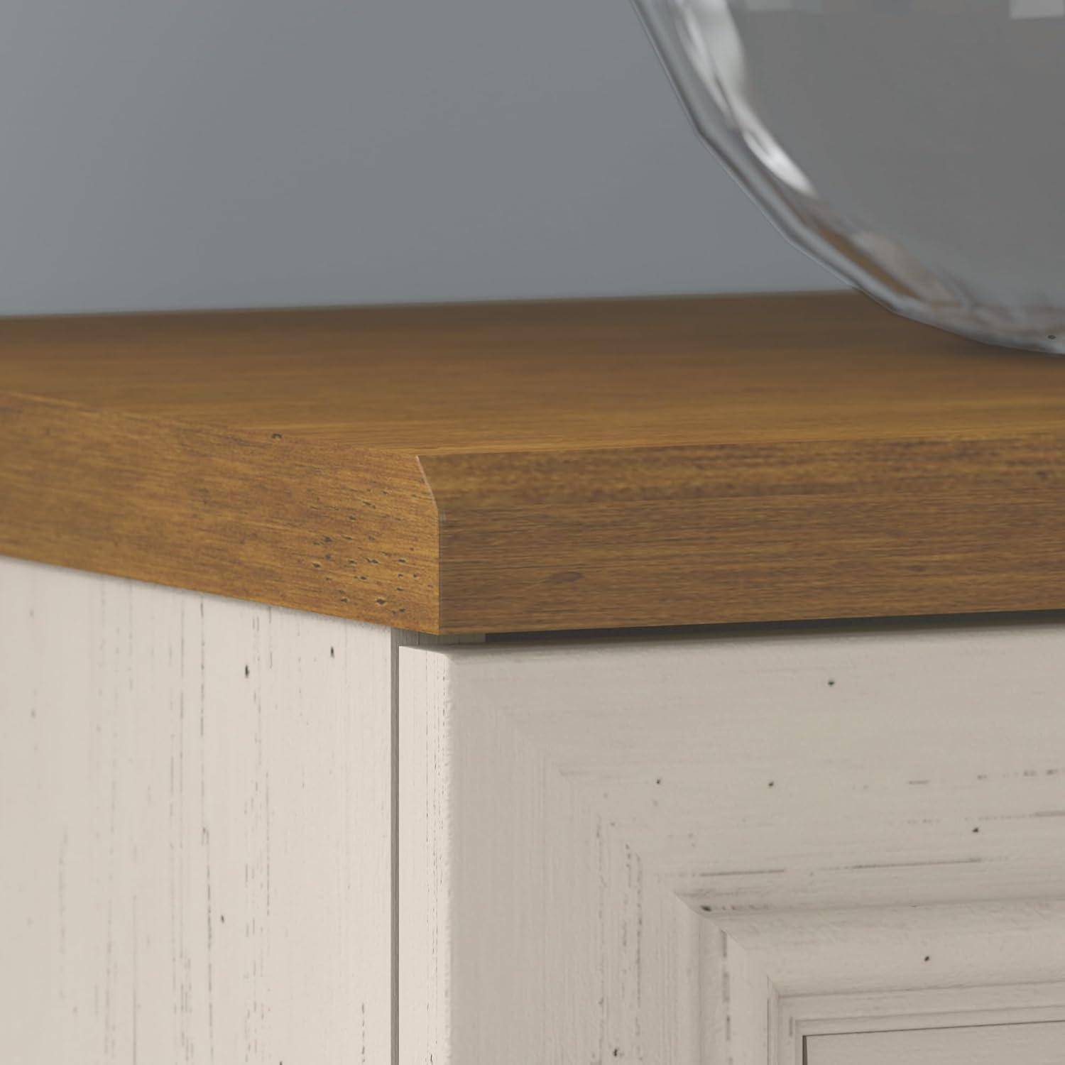 Fairview Small Storage Cabinet with Doors White - Bush Furniture: Nautical Style, Wood Composite, 3 Shelves