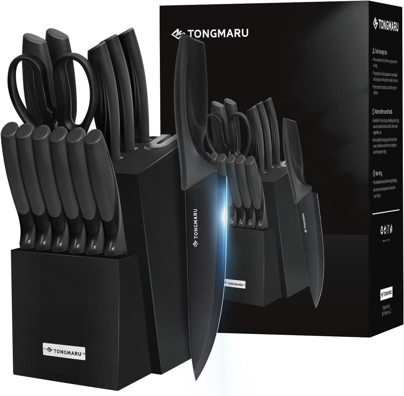 Zulay Kitchen Zulay Kitchen Premium 15-Piece Knife Set with Natural Wood Block and Built-in Sharpener