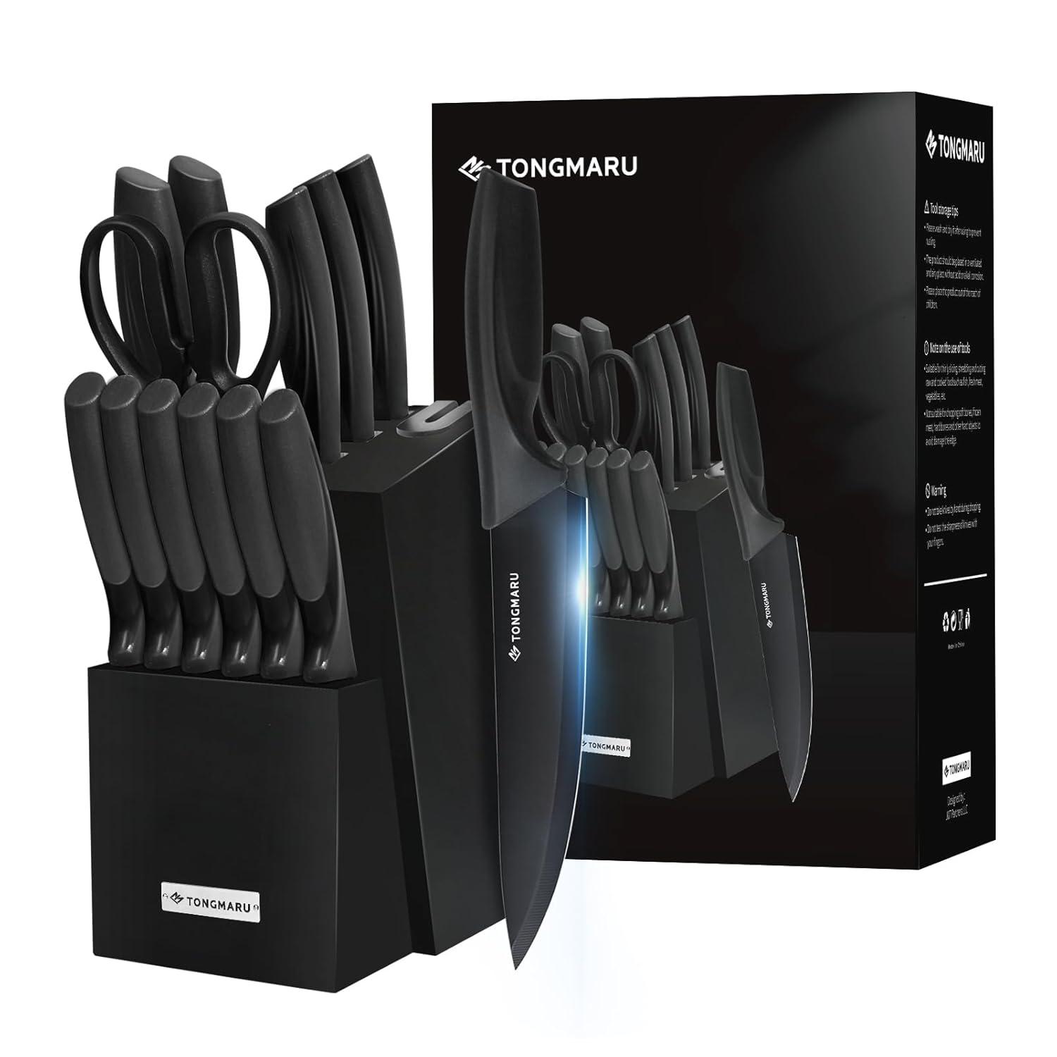 Zulay Kitchen Zulay Kitchen Premium 15-Piece Knife Set with Natural Wood Block and Built-in Sharpener