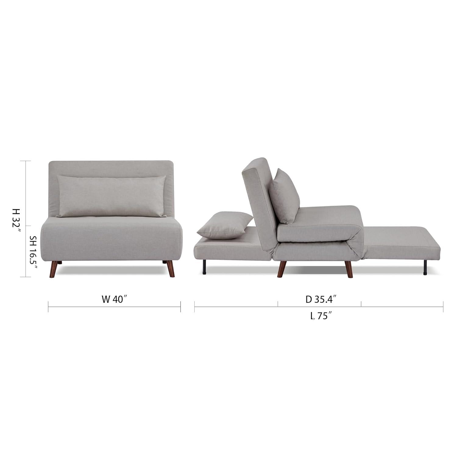 Artdeco Home Tustin Polyester Convertible Chair, Charcoal