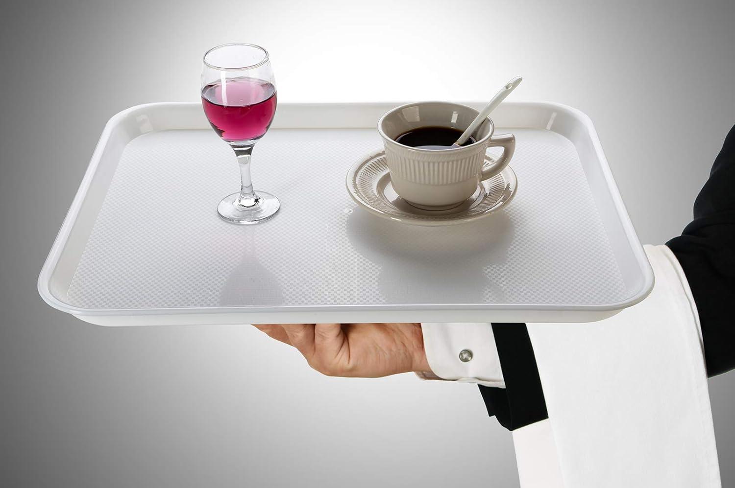 Rectangular Plastic Serving Trays,Fast Food Serving Cafeteria Trays,17"X13",Set of 6(White)