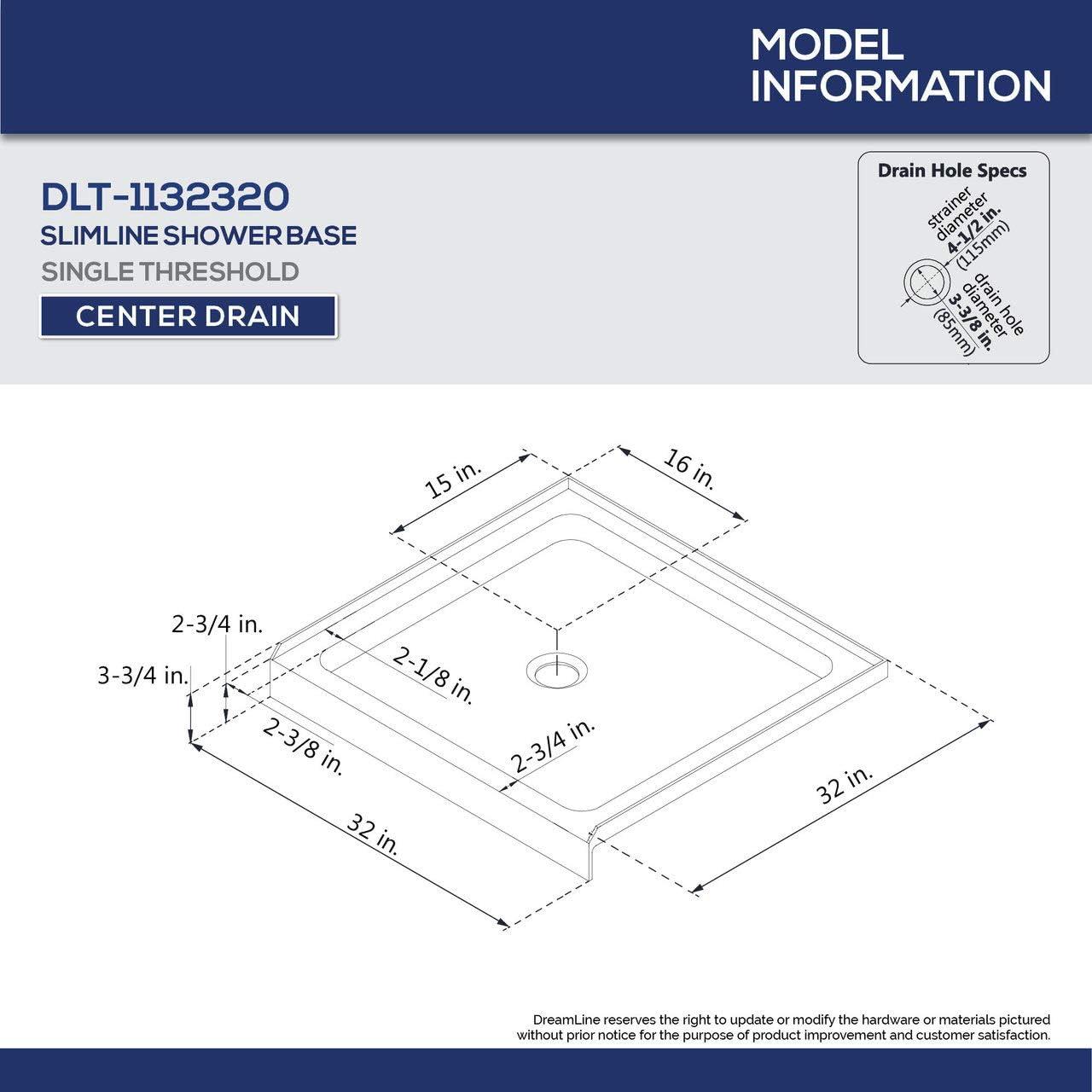 QWALL-4 32" W x 76.75" H Framed Square Shower Stall and Base Included