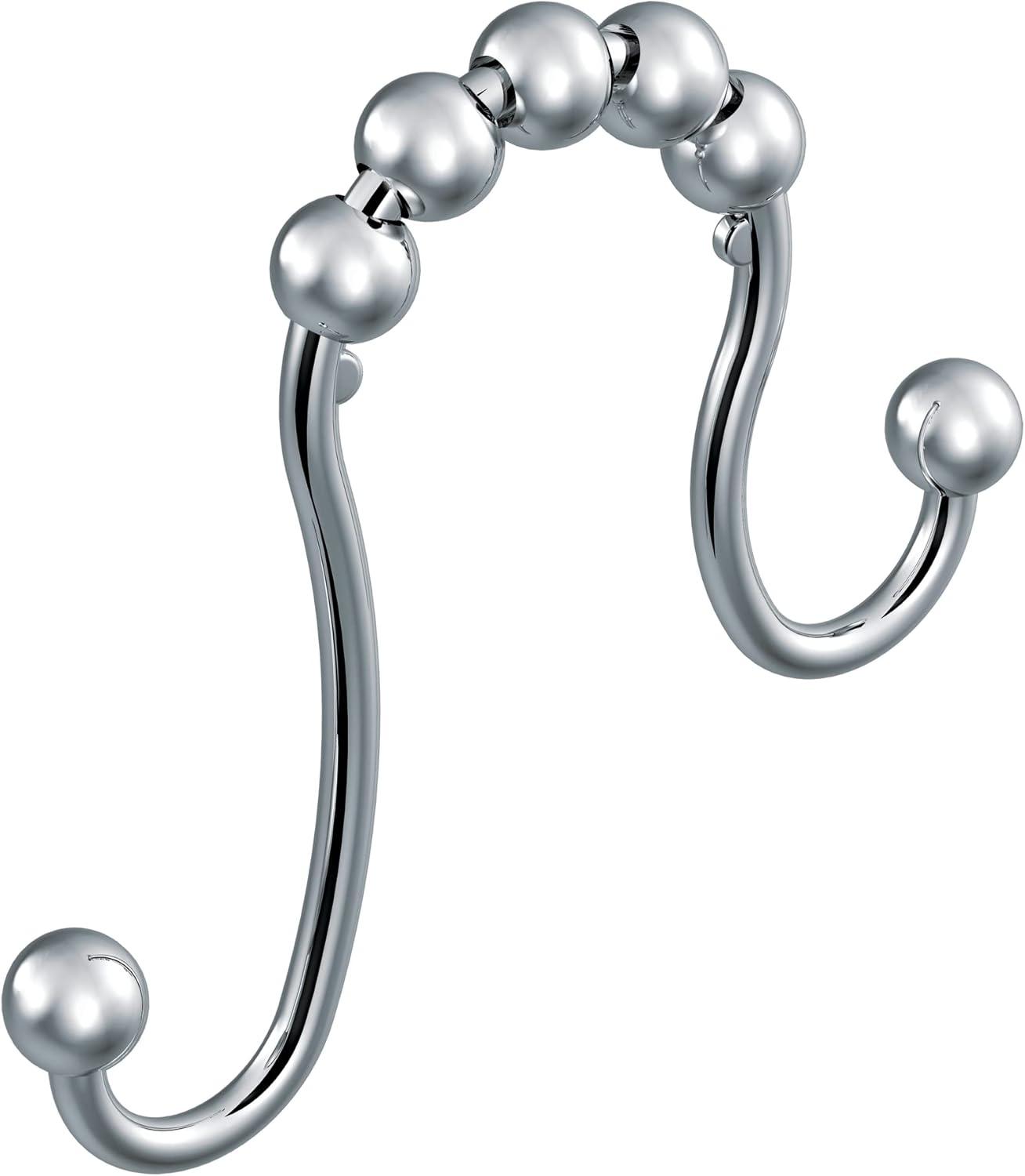 Polished Nickel Shower Curtain Rings with Smooth-Rolling Ball Bearings