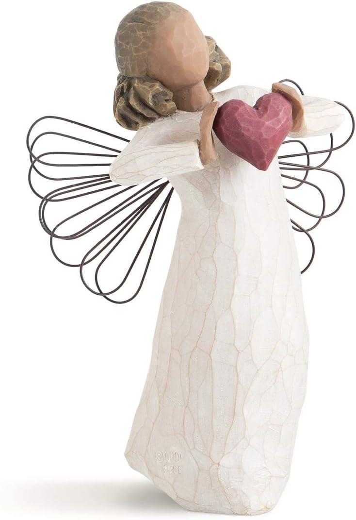 Hand-Painted Resin Angel Figurine with Heart