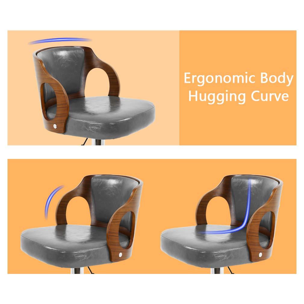 YRLLENSDAN Counter Height Adjustable Bar Stools Set of 2 with Back and Footrest Cushioned High Bar Chairs Set of 2 Leather Upholstered Kitchen Island Chairs with Metal Base,Gray