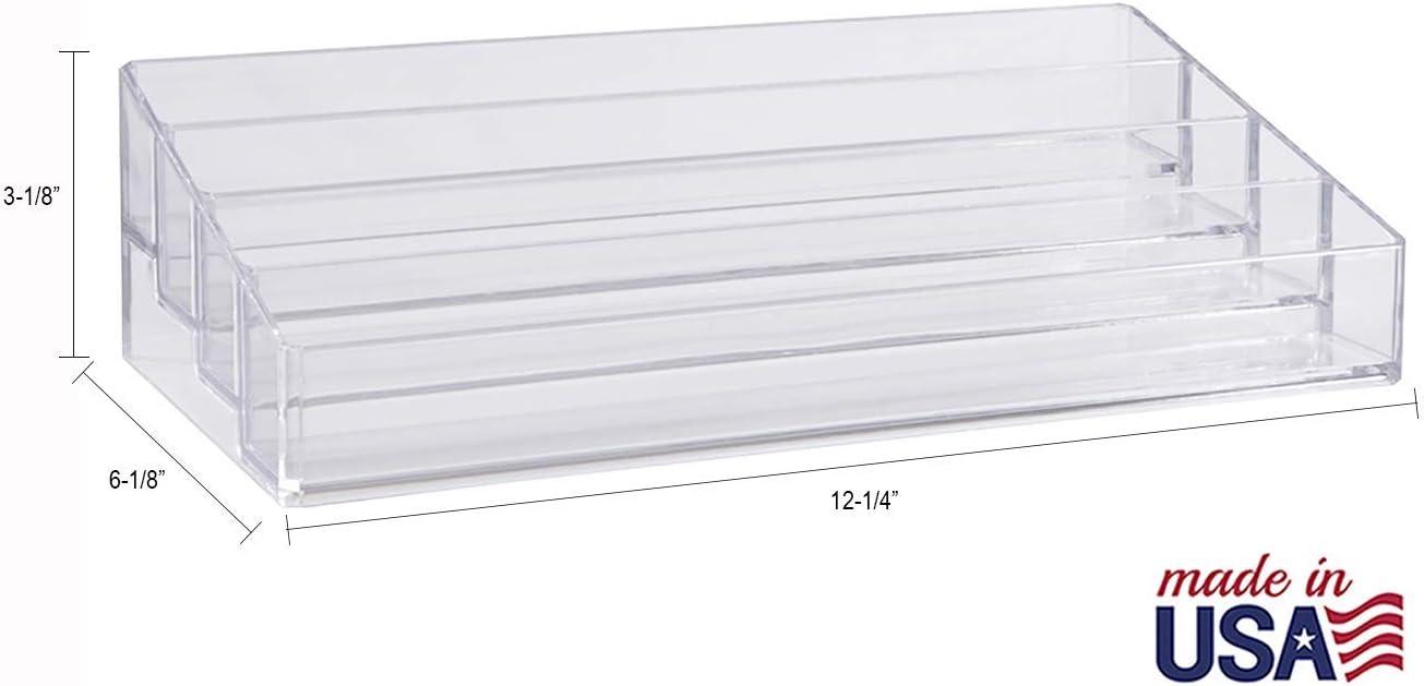 STORi Multi-Level Nail Polish Bottle Holder | Clear Plastic Organizer Rack for up to 40 Nail Polish Bottles, Rectangular 4 Tiered Vanity Display Stand for Makeup and Eyeshadow Palettes | Made in USA