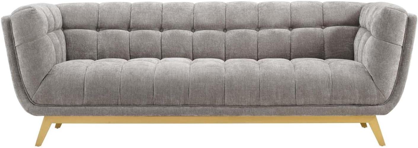 Modway Bestow Crushed Performance Velvet Sofa in Light Gray