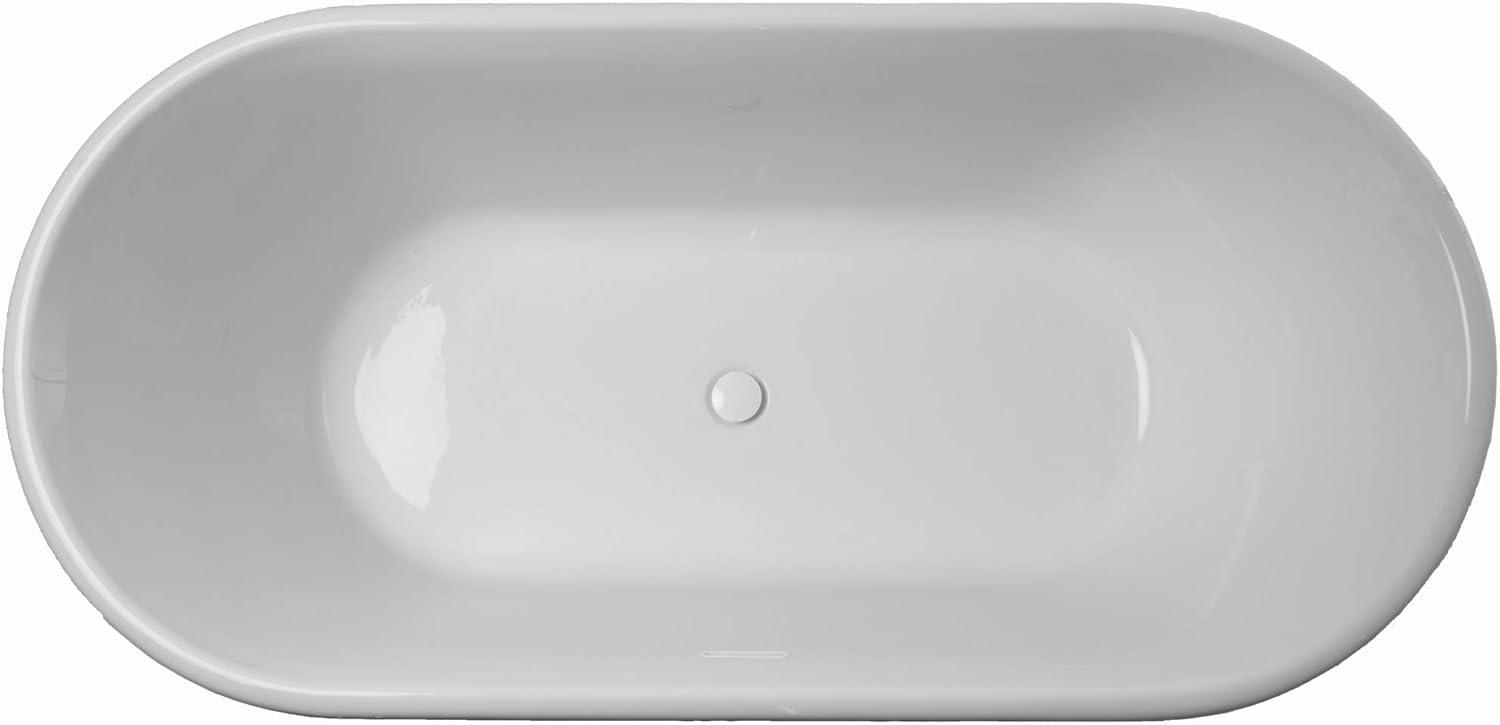 Miseno MNO6632SFSO 66 in. Free Standing Acrylic Soaking Tub with Center Drain Drain Assembly, White