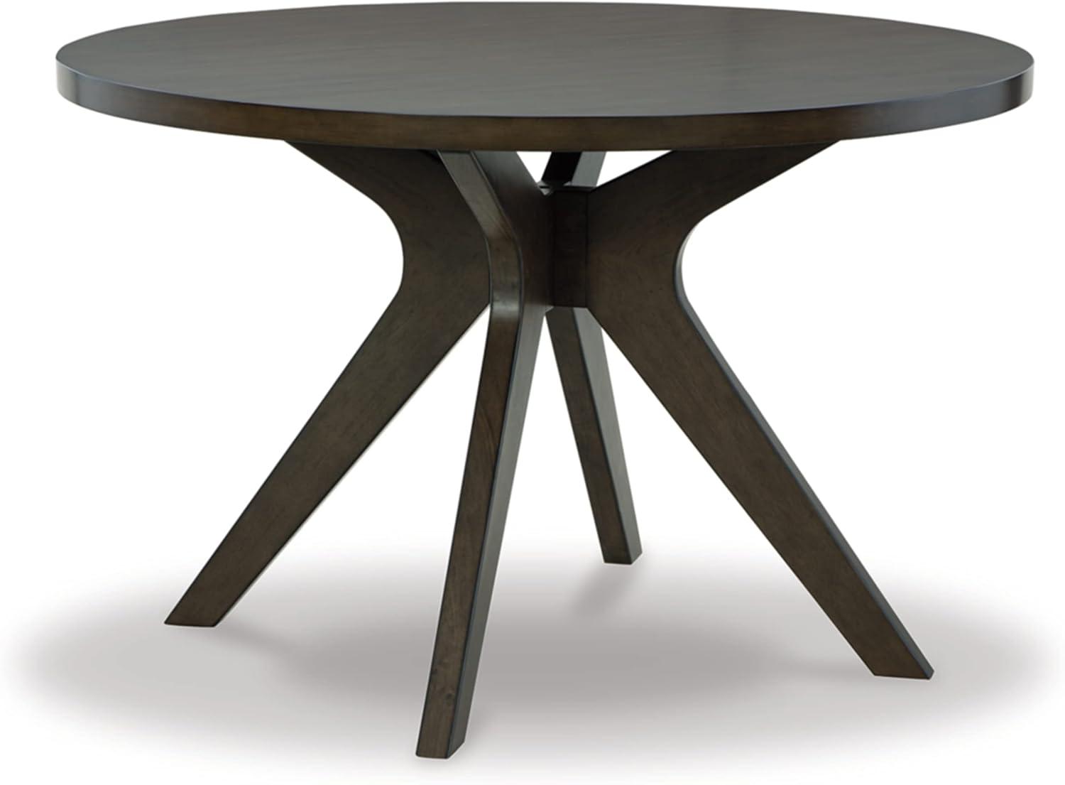 Gray Brown Round Wood Mid-century Modern Dining Table