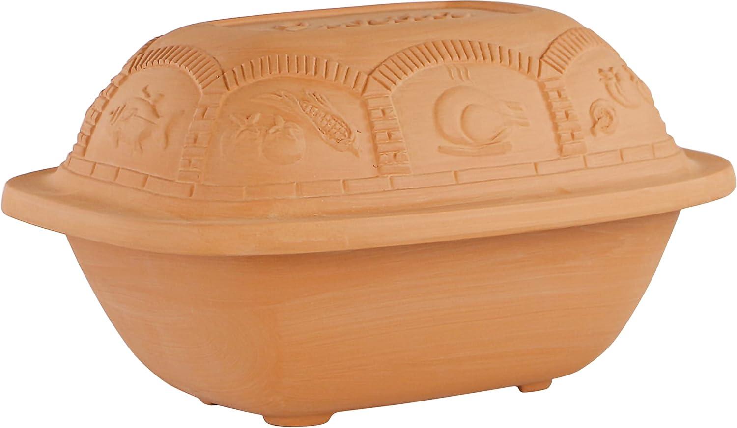 Terracotta Non-Stick Rectangular Clay Roaster with Lid