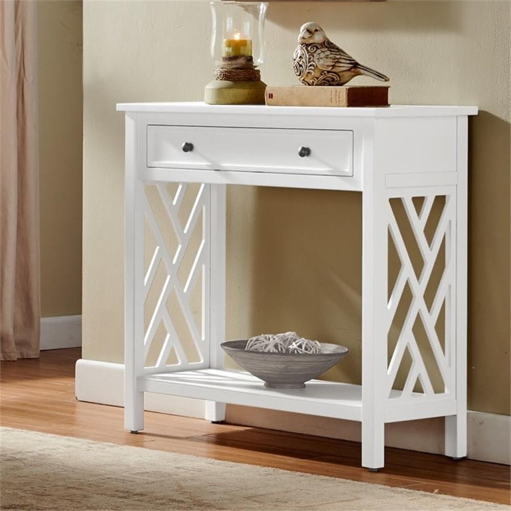 Alaterre Furniture Coventry 32" Pine Wood Console Table with Drawer and Shelf